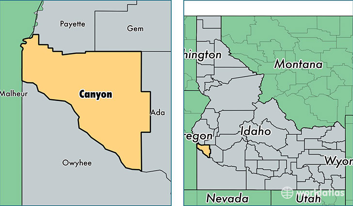 location of Canyon county on a map