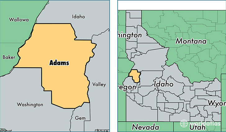 location of Adams county on a map