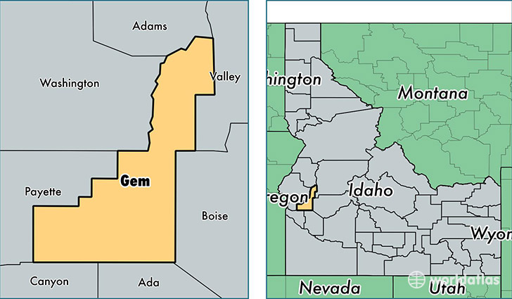 location of Gem county on a map
