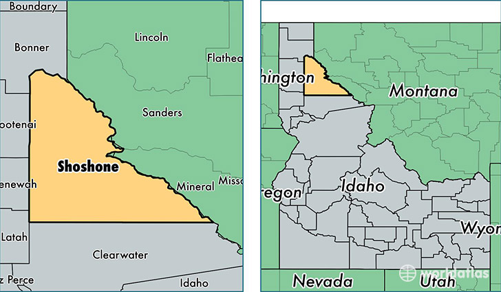 location of Shoshone county on a map