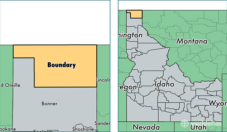 location of Boundary county on a map