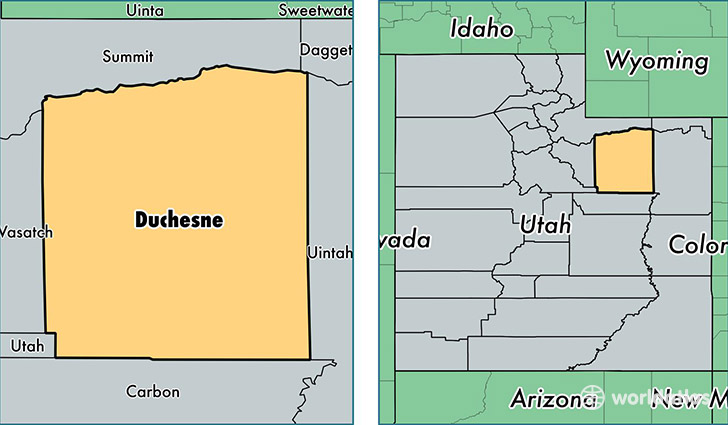 location of Duchesne county on a map