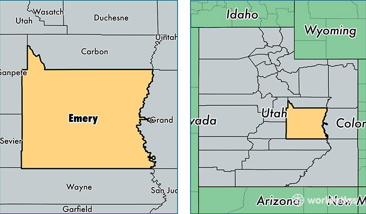 location of Emery county on a map