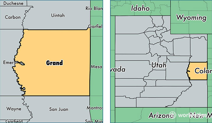 location of Grand county on a map