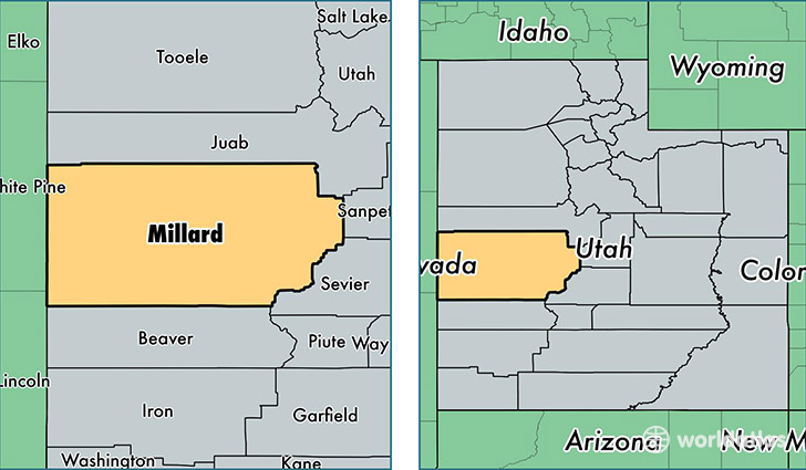 location of Millard county on a map