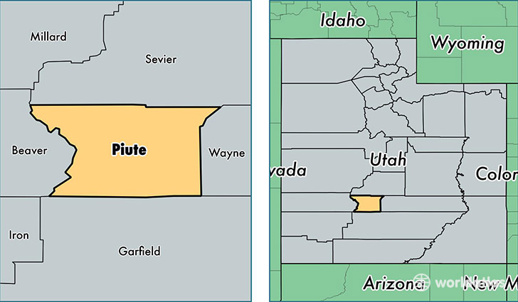 location of Piute county on a map