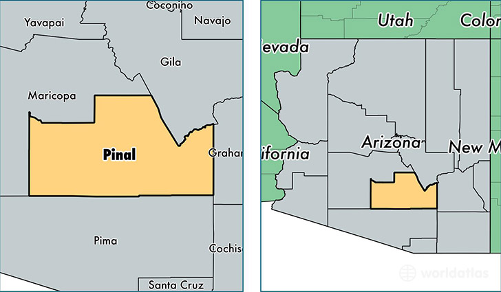location of Pinal county on a map