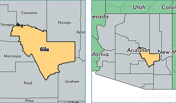 location of Gila county on a map