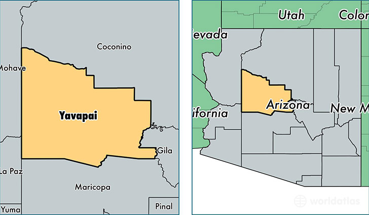 location of Yavapai county on a map