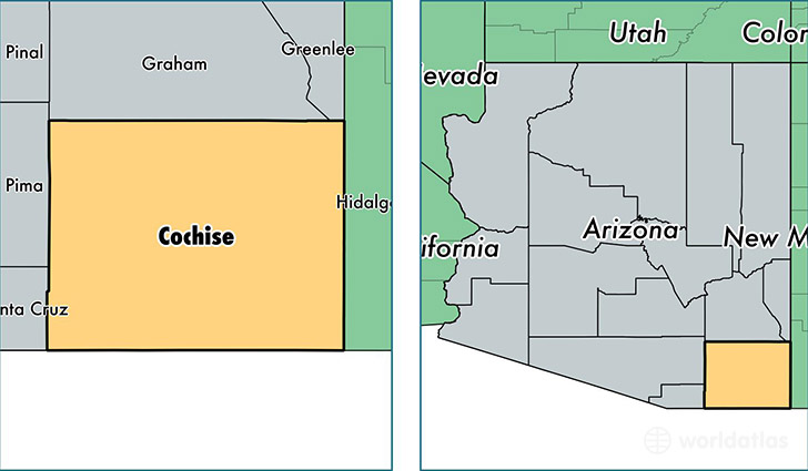location of Cochise county on a map