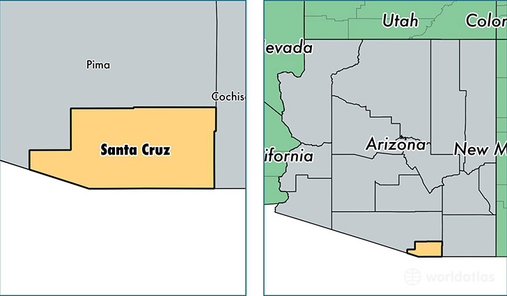 location of Santa Cruz county on a map