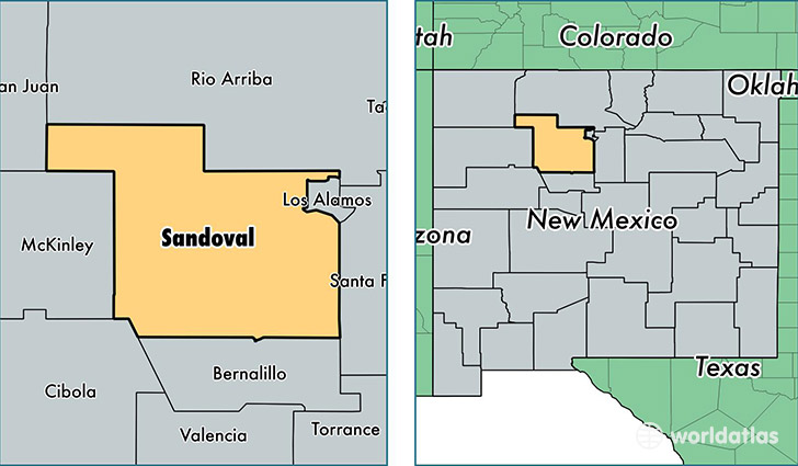 location of Sandoval county on a map