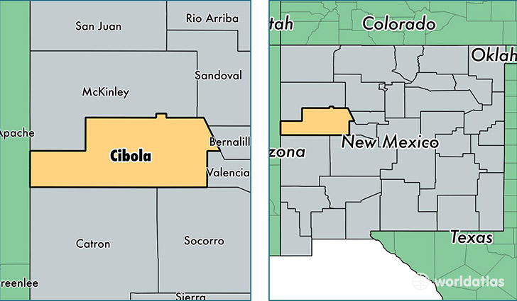 location of Cibola county on a map