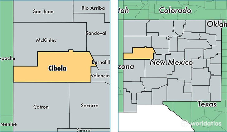 location of Cibola county on a map