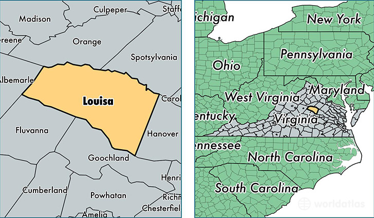 location of Louisa county on a map