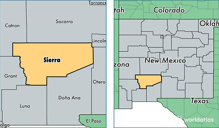 location of Sierra county on a map