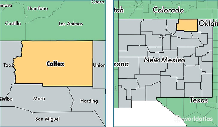 location of Colfax county on a map