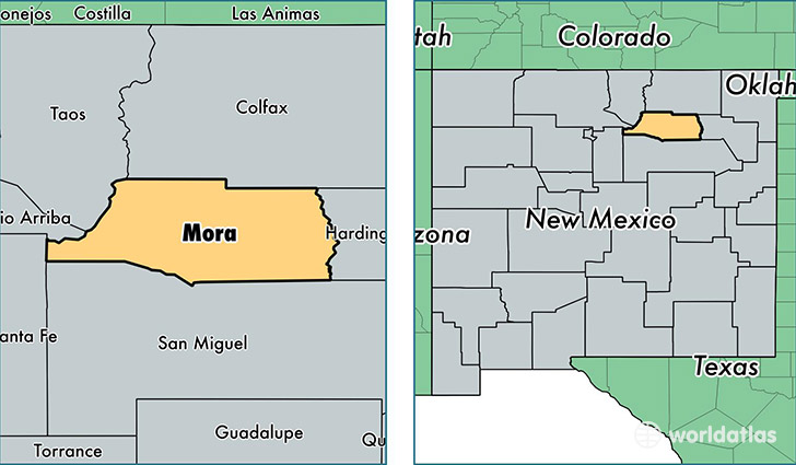 location of Mora county on a map