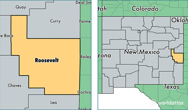 location of Roosevelt county on a map