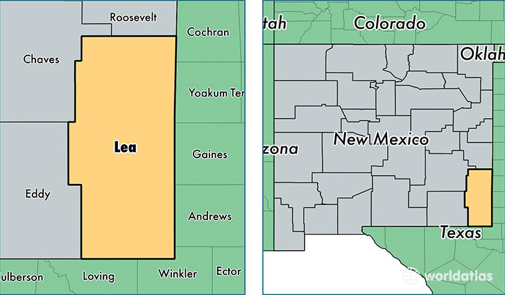 location of Lea county on a map