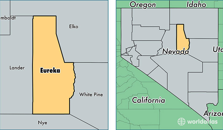 location of Eureka county on a map