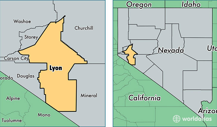 location of Lyon county on a map