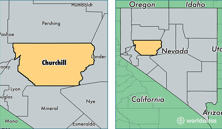 location of Churchill county on a map