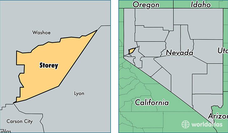 location of Storey county on a map