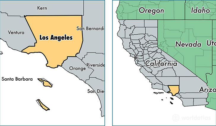 location of Los Angeles county on a map