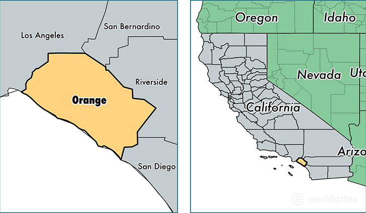 location of Orange county on a map