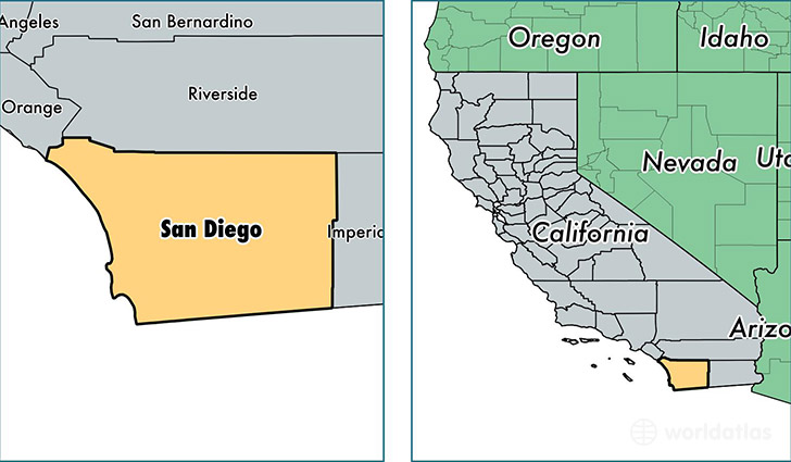 location of San Diego county on a map