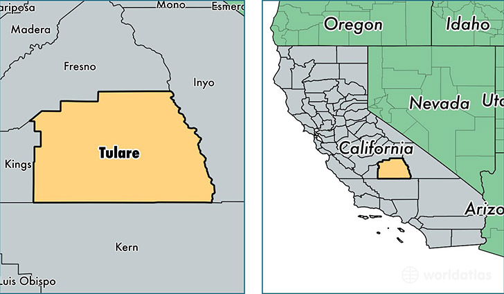 location of Tulare county on a map