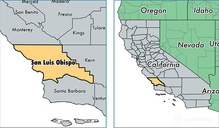location of San Luis Obispo county on a map