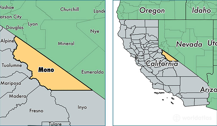 location of Mono county on a map