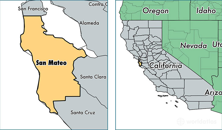 location of San Mateo county on a map
