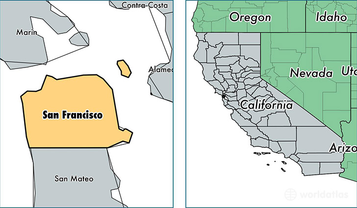 location of San Francisco county on a map