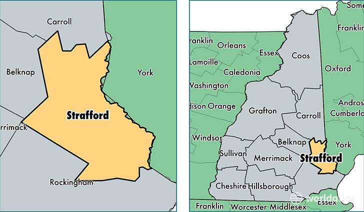 location of Strafford county on a map