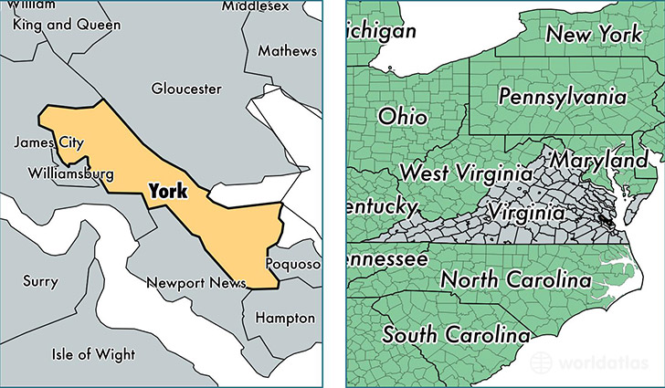 location of York county on a map