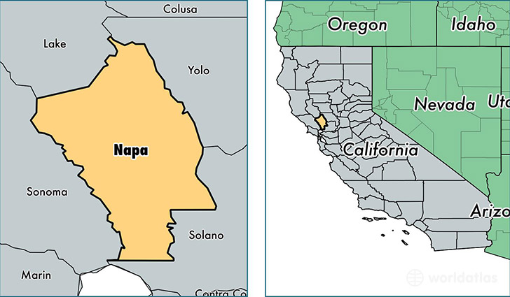 location of Napa county on a map