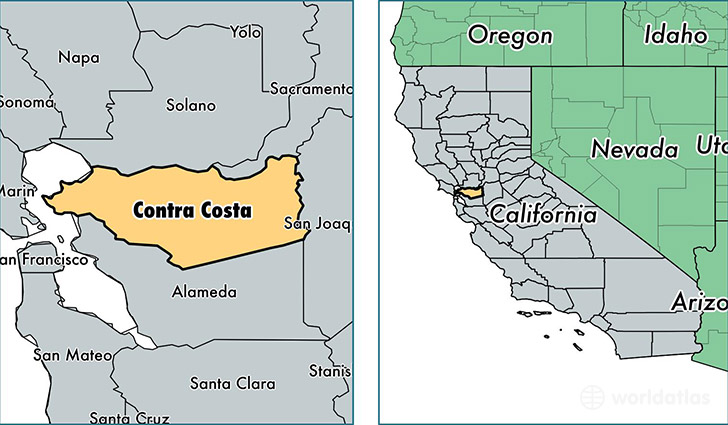 location of Contra Costa county on a map