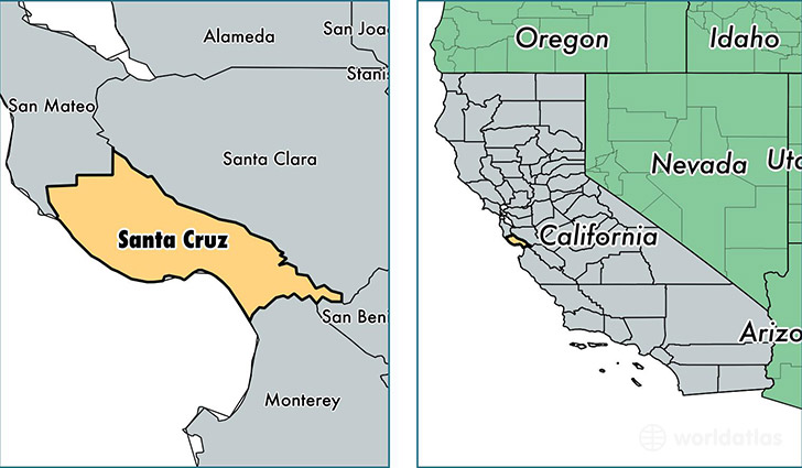 location of Santa Cruz county on a map
