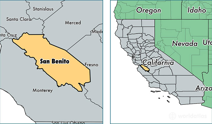 location of San Benito county on a map