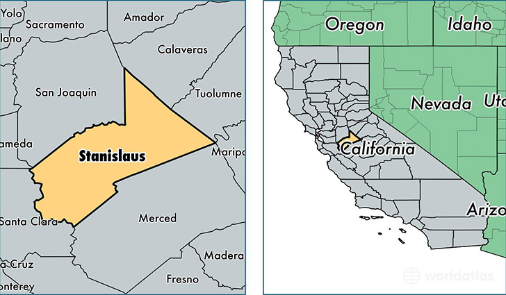 location of Stanislaus county on a map