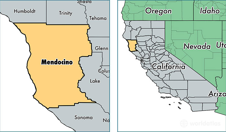 location of Mendocino county on a map