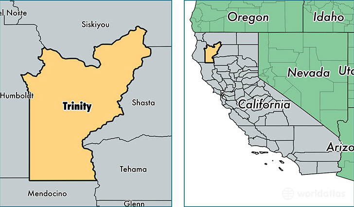 location of Trinity county on a map