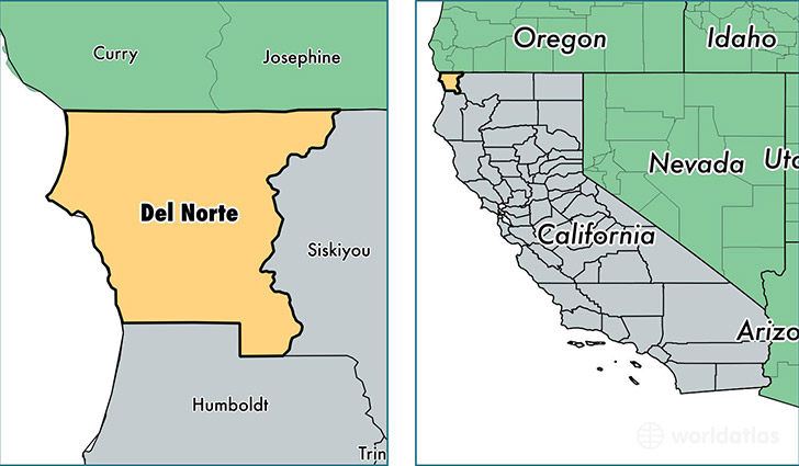 location of Del Norte county on a map