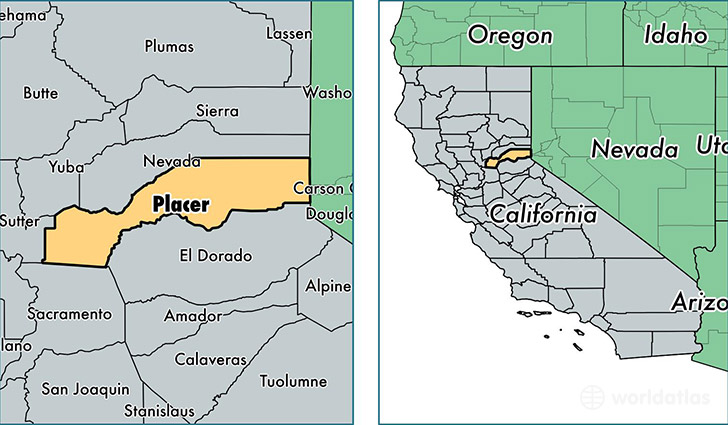 location of Placer county on a map