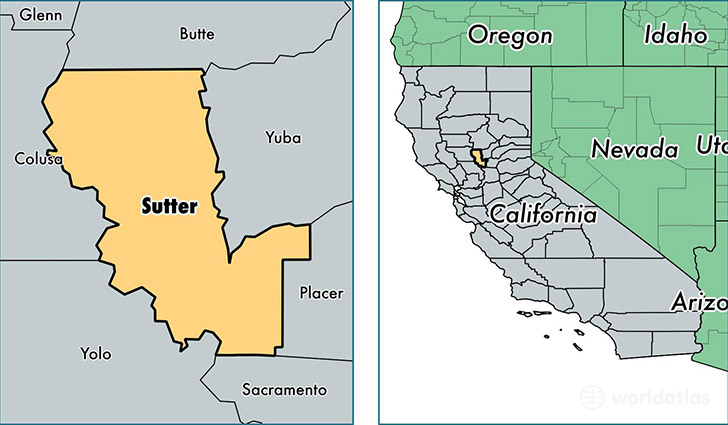 location of Sutter county on a map