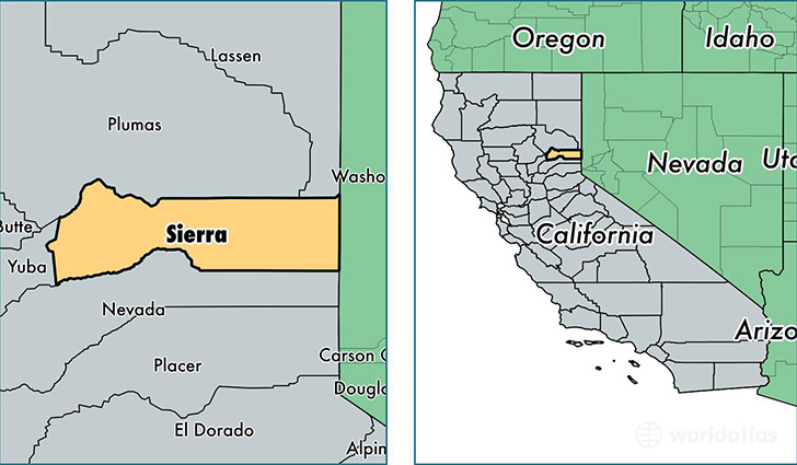 location of Sierra county on a map