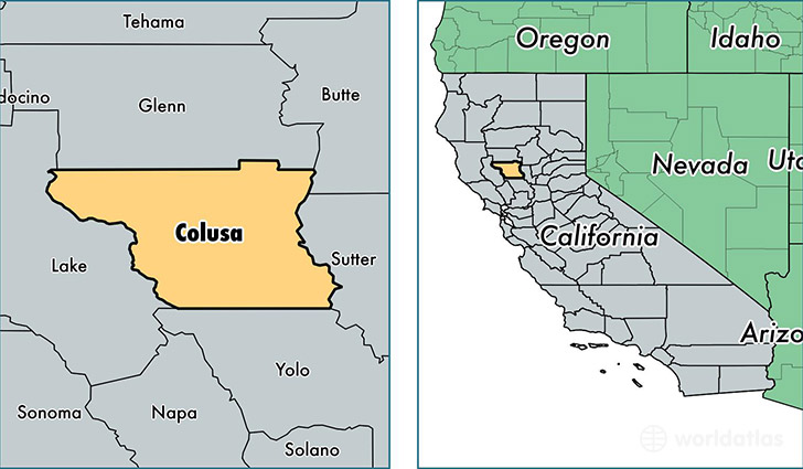 location of Colusa county on a map